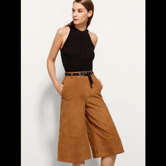 massimo dutti leather trousers